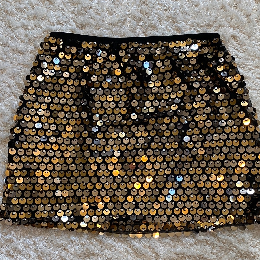 City Chic Glittering Gold and Black Mini Skirt
